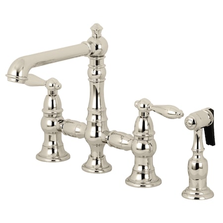 Kingston Brass KS7276ALBS Kitchen Faucet W/ Side Sprayer, Polished Nickel KS7276ALBS